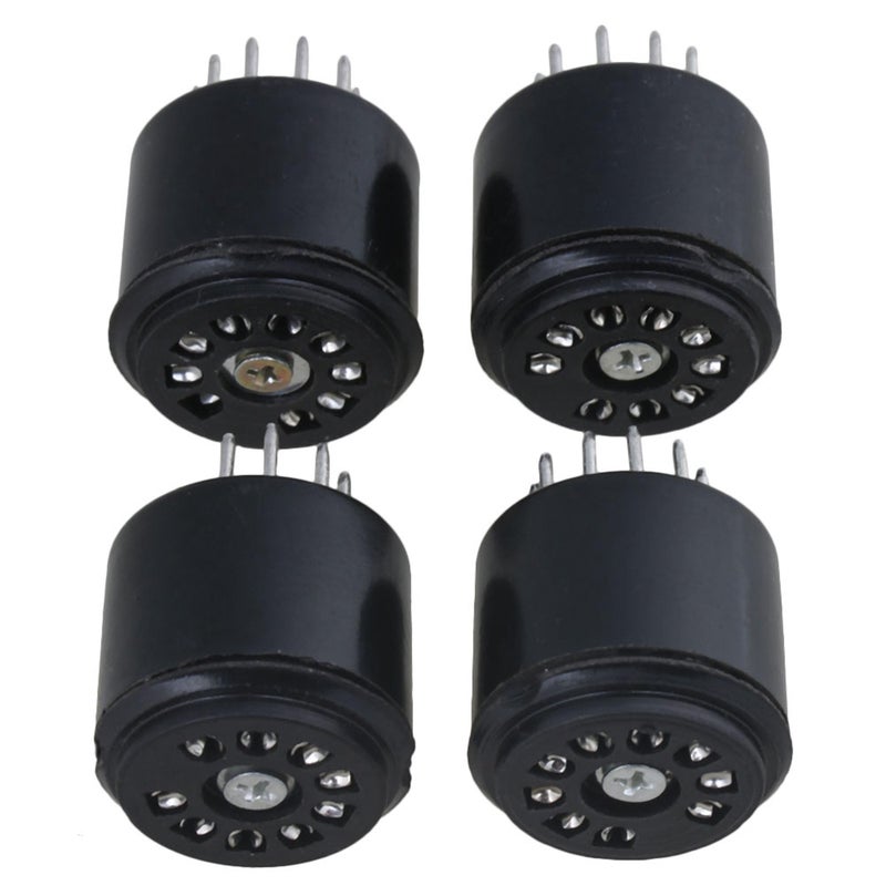 Bstinay 4pcs Black Bakelite Vacuum Tube Socket Saver Base 9 Pin Tube Testers Fits 12AX7 - Image 1